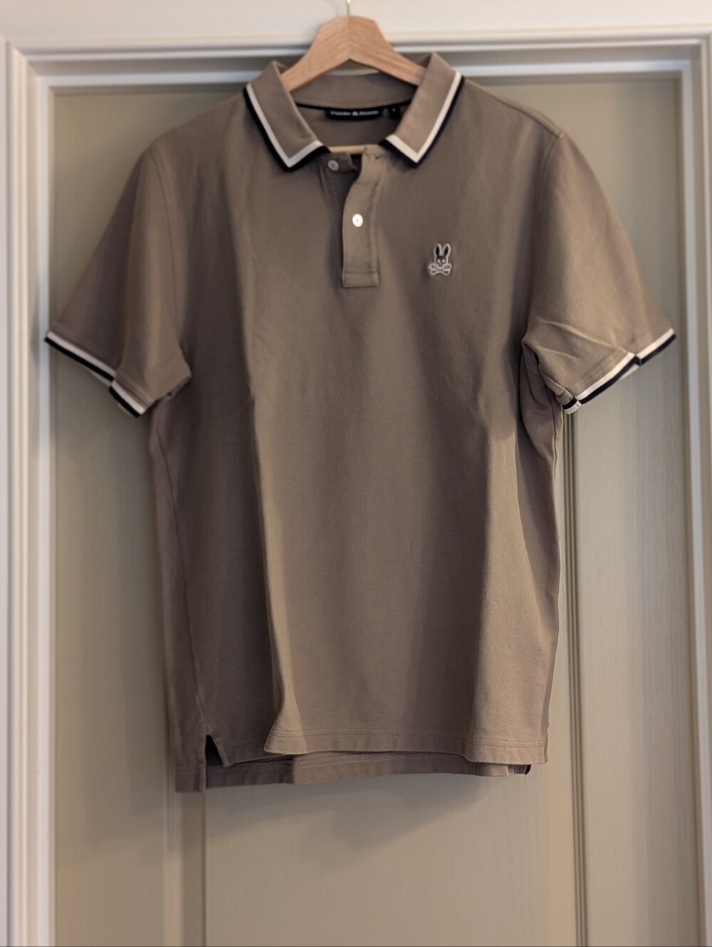 Psycho Bunny Pima Cotton Polo Shirt Taupe Brown Size 6 (L)